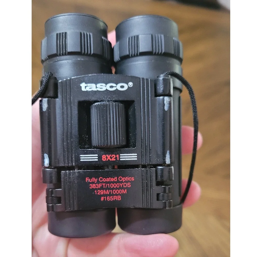Tasco 8x21 Compact Binoculars Black Fully Coated Optics 165RB with Case